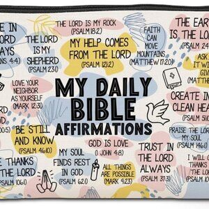 Daily Affirmations for Women Scripture Bible Verse Makeup Bag Faith Christian Gi